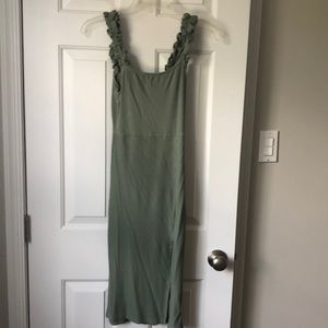 Pink Lily sage fitted mini dress with ruffled straps